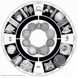 a plate with food items in the center