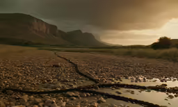 a road with some rocks in the middle