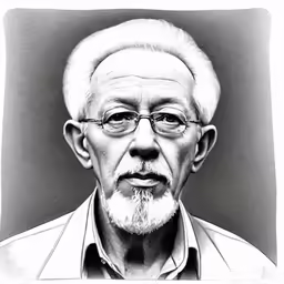 a man wearing glasses and a white beard