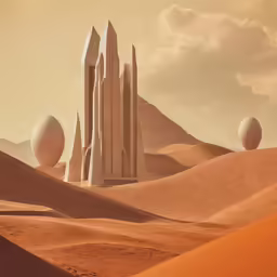 there are two structures in the desert sand