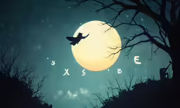 a bird flying by a full moon at night