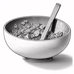 a drawing of an empty bowl filled with rocks