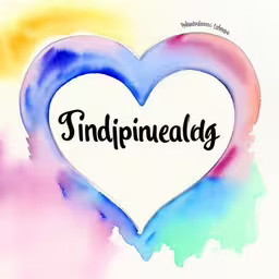a heart painted with the word trinipumeads,the word trippienalia in a watercolor heart
