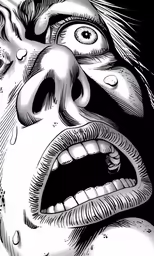 an open mouth with water spewing out