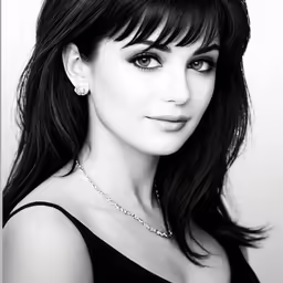 a woman posing for a picture with dark hair and big earrings