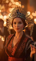 a woman standing in front of bright lights
