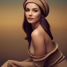 a woman with very large breast is wearing a brown robe