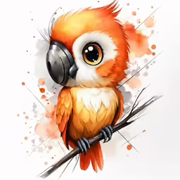 an orange and white bird with glasses on
