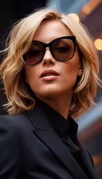 woman in black blazer, sunglasses and blazer