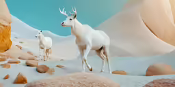 two white and yellow animals in an ice covered area