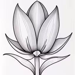 the flower bud has large leaves on the side,the drawing shows an image of a flower