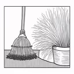 a cleaning brush sitting in the corner of a room