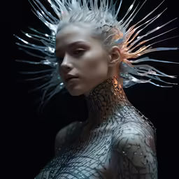 an artistic shot of a woman with spiked hair