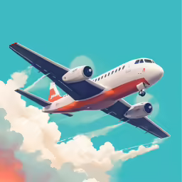 a large air plane flying through a cloudy sky