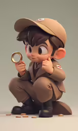 cartoon style figure with a bronze key