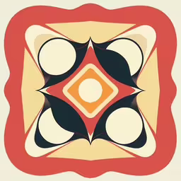 an art print featuring three circles in the center of it,the abstract artwork shows an arrangement of shapes