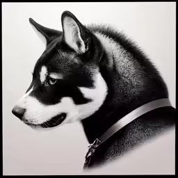 this photo of a black and white husky is very attractive