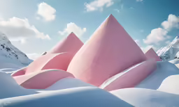 there are many snow mounds all around in the shape of a house