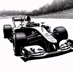 a racing car in motion as it races down the street