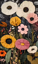 a painting with flowers on the bottom side of it