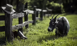 an animal that is walking through some grass