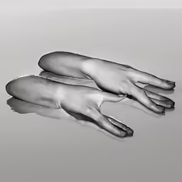 two hands are reflected in a reflective pool
