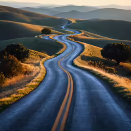 the road in the country has a long curve