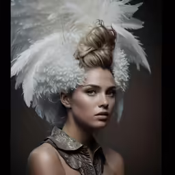a woman with wings on her head is photographed
