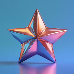 a shiny blue star on a pink and blue background