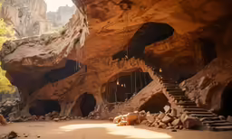 this image depicts stairs, steps, and rock formations