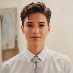 a man in a tie looking at the camera