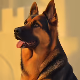 a close up view of a large german shepherd dog