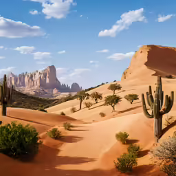 there are many trees and bushes in the desert