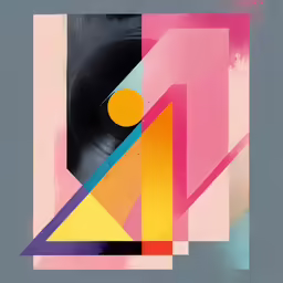 an abstract painting with a colorful, geometric design