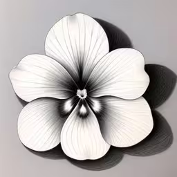 a flower with petals in black and white,a close up of an artistic flower against a gray wall