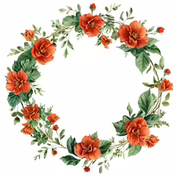 a round frame made up of many red flowers