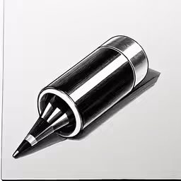 black and white pen drawing of a silver tube