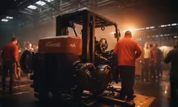 the factory worker is checking the machinery in the warehouse