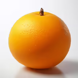 an orange sits on the floor in front of the white backdrop