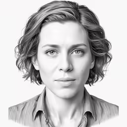 a drawing of a woman with curly hair