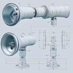 a diagram shows the layout of two large cameras, one with a lens and one without