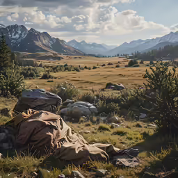 a large boulder in a field covered in a blanket