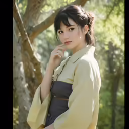 a woman dressed in a japanese traditional outfit