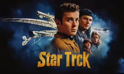 the characters of star trek are standing in the clouds