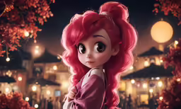 cartoon character looking in the camera near street
