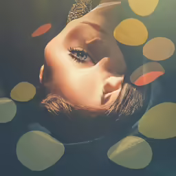 a woman with her eyes close to the camera