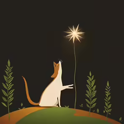 a cat looking at a star in the sky