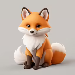 a figurine of a fox, sitting on a grey surface