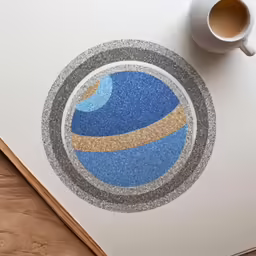 a photo of the earth taken on a paper with a cup of coffee