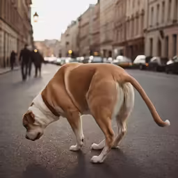 there is a dog standing in the middle of a road